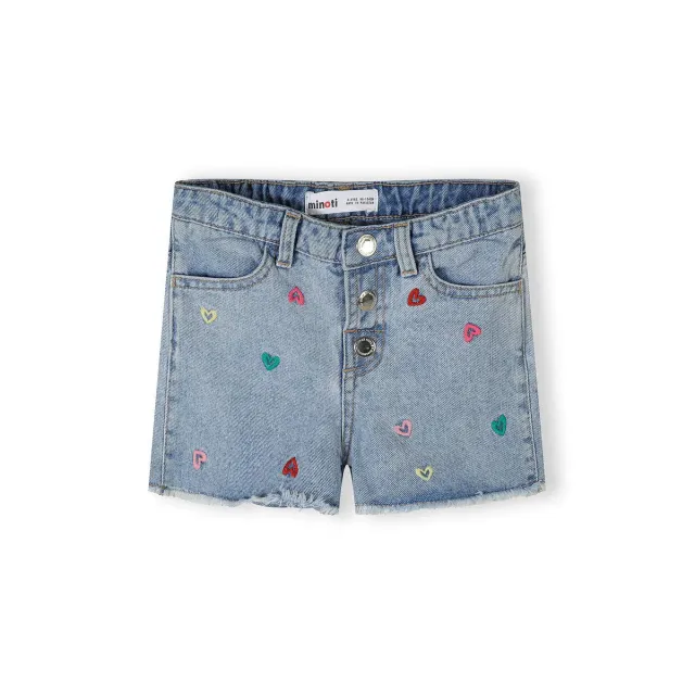 Minoti 44690 denimshorts lyseblå med hjerter