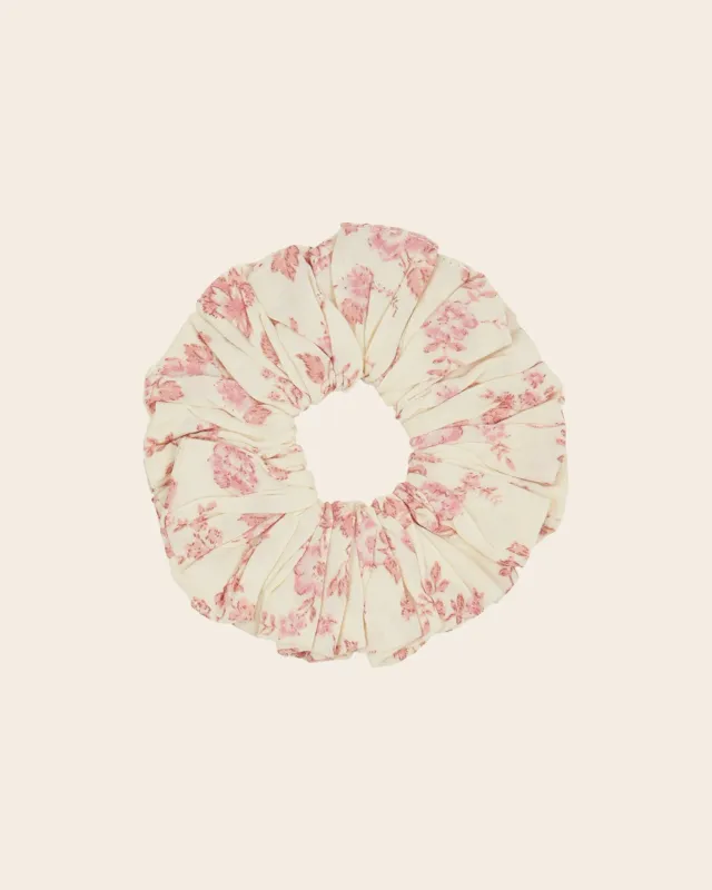 Emile et Ida scrunchie ecru rosa blomst bomuld