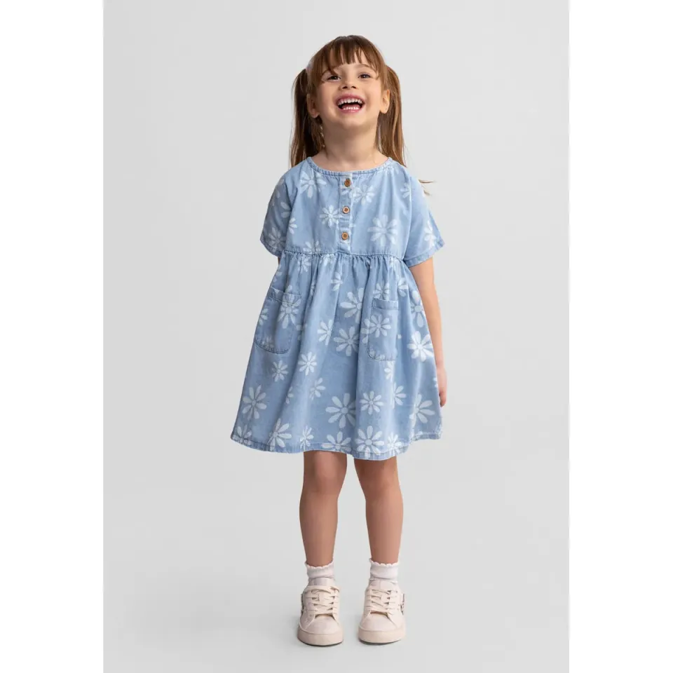 Minoti 44686 jerseykjole blå marguerit