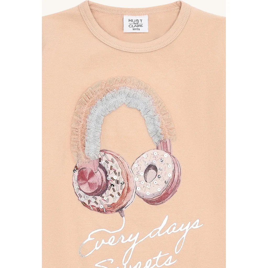 Hust & Claire HCAlma Headphones langærmet T-shirt rugby tan øko