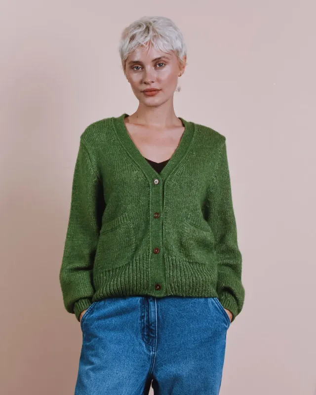 Emile et Ida Ecora cardigan grøn merino V-hals