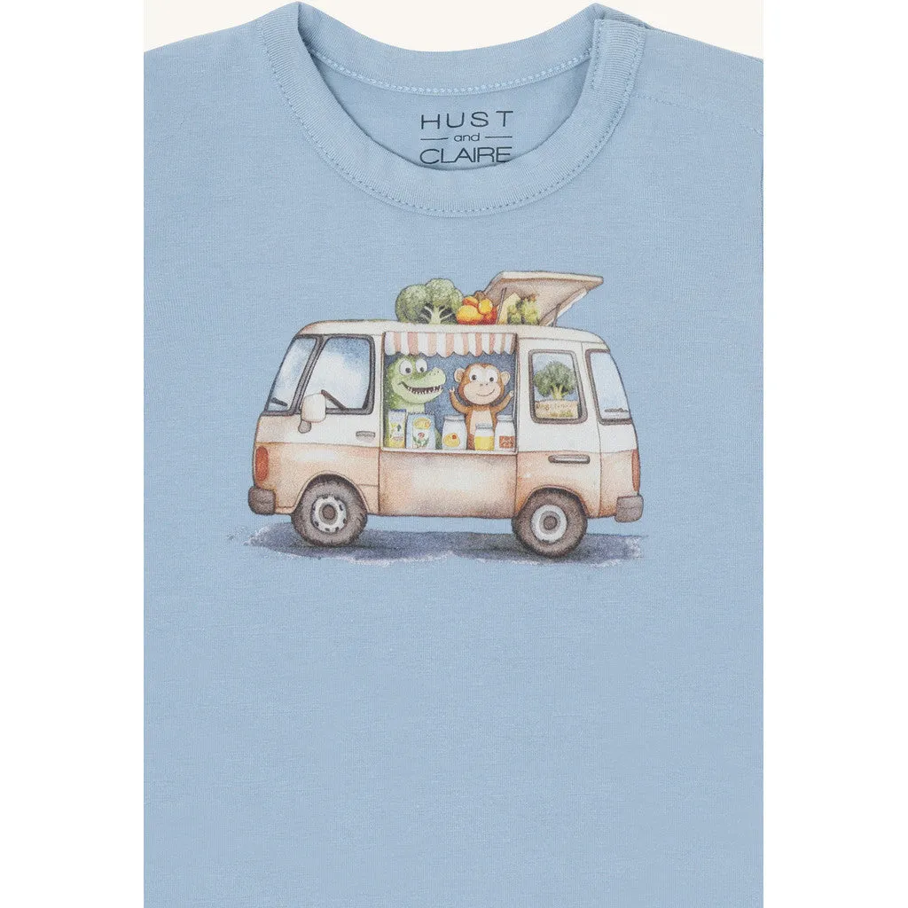 Hust & Claire HCAugust Vegie Truck T-shirt lyseblå økologisk