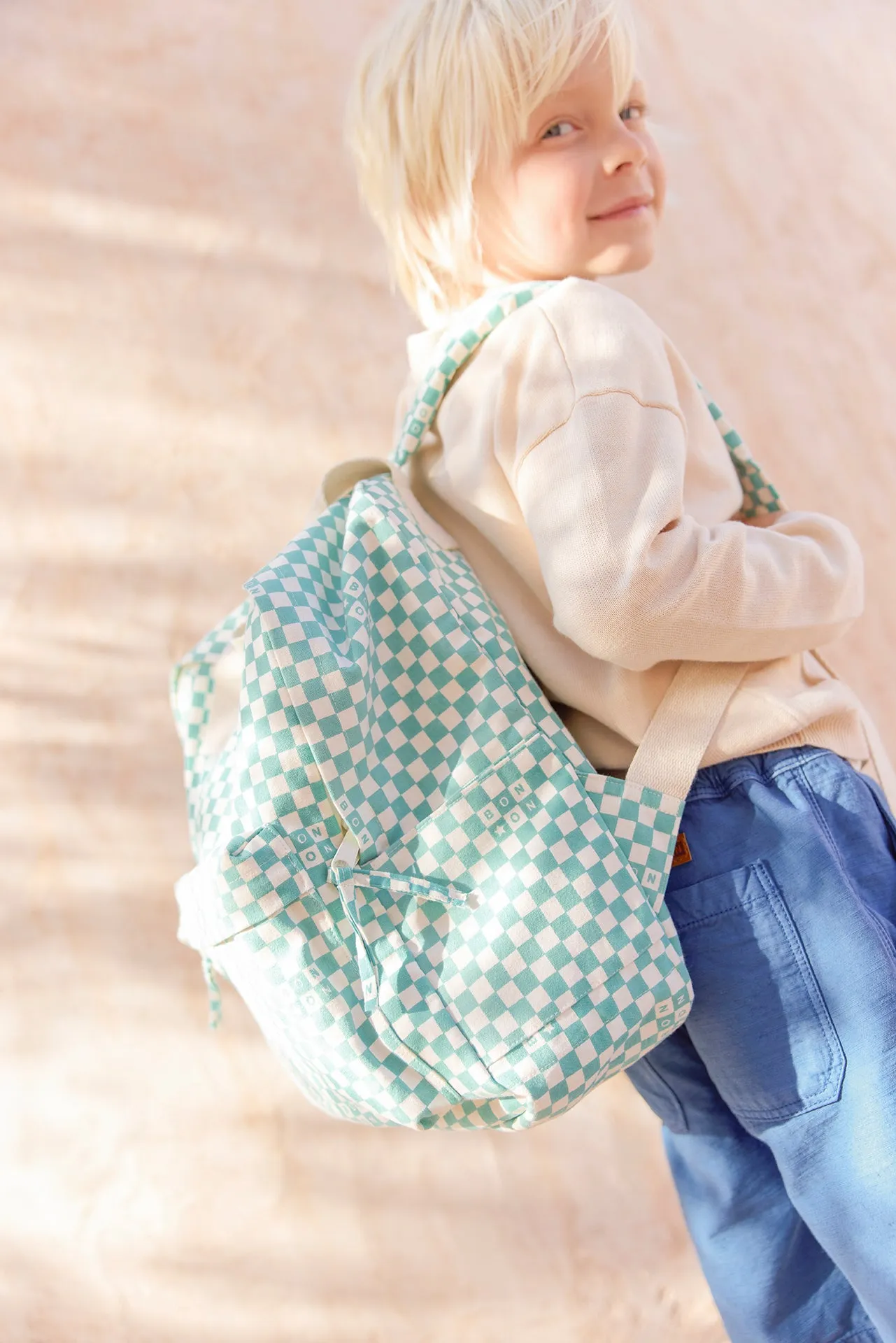 Bonton Damier rygsæk ternet blå vintage TU