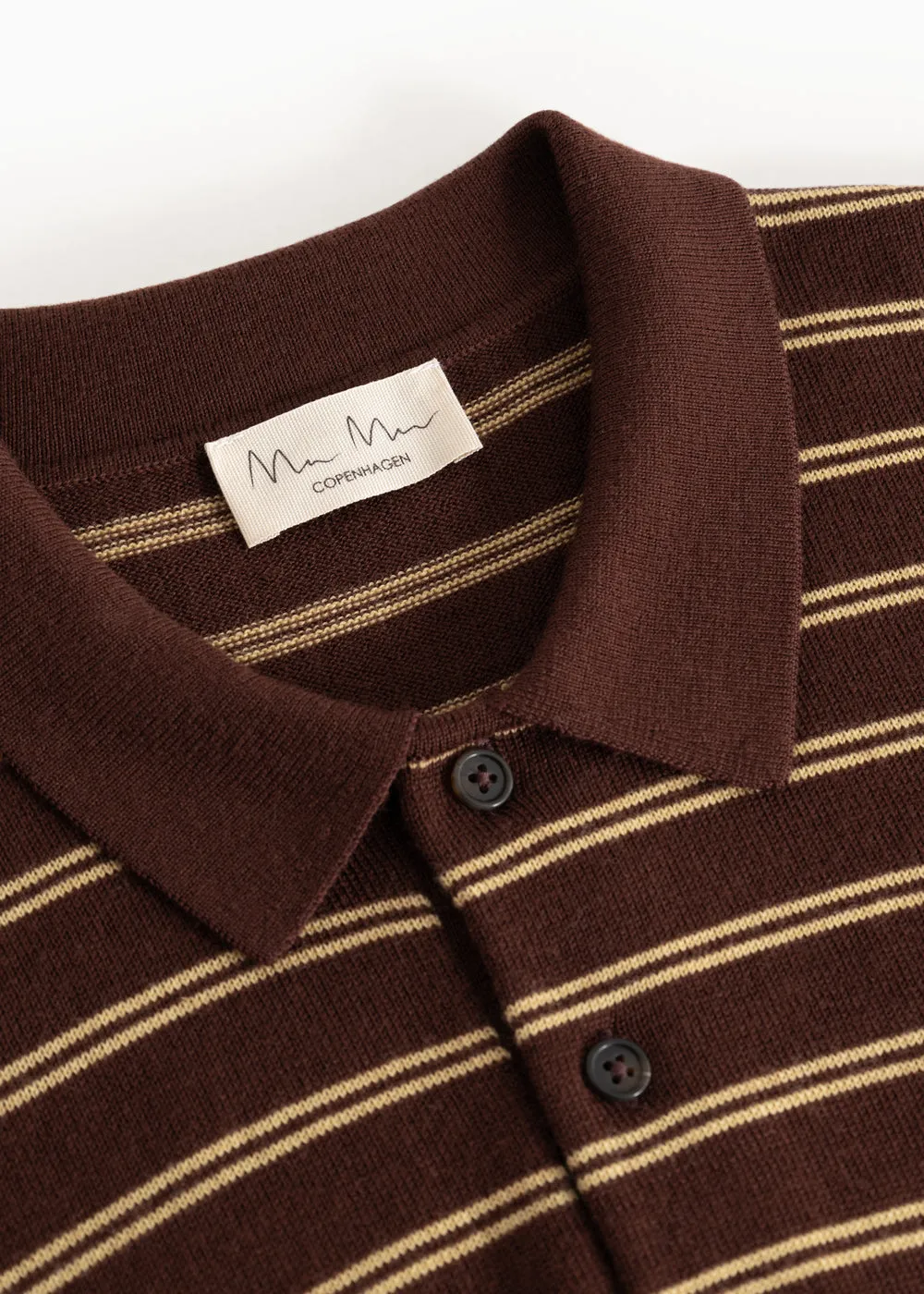 MarMar Teno Polo W strikpolo Dark Wheat Stripe merino