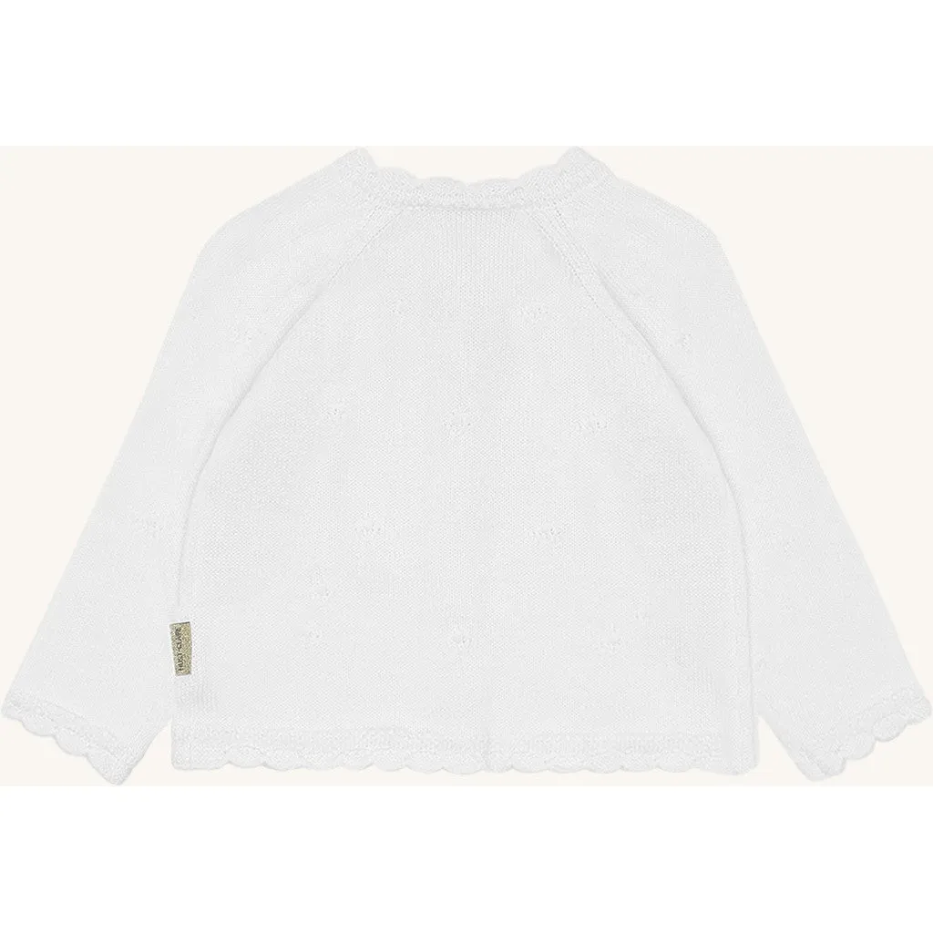 Hust & Claire Cilja cardigan White Pointelle bomuld