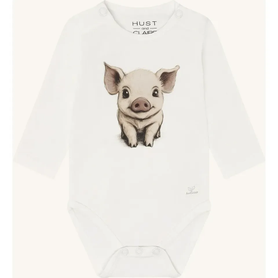 Hust & Claire Bebe Piglet slå-om body Praline øko