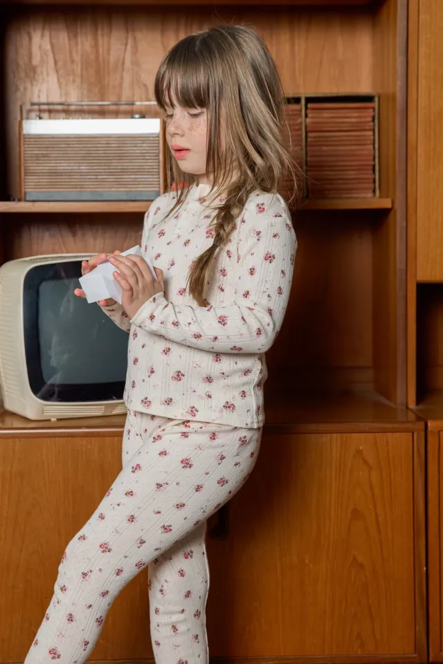 Bonton Polochon pyjamas til pige blomstret bomuld