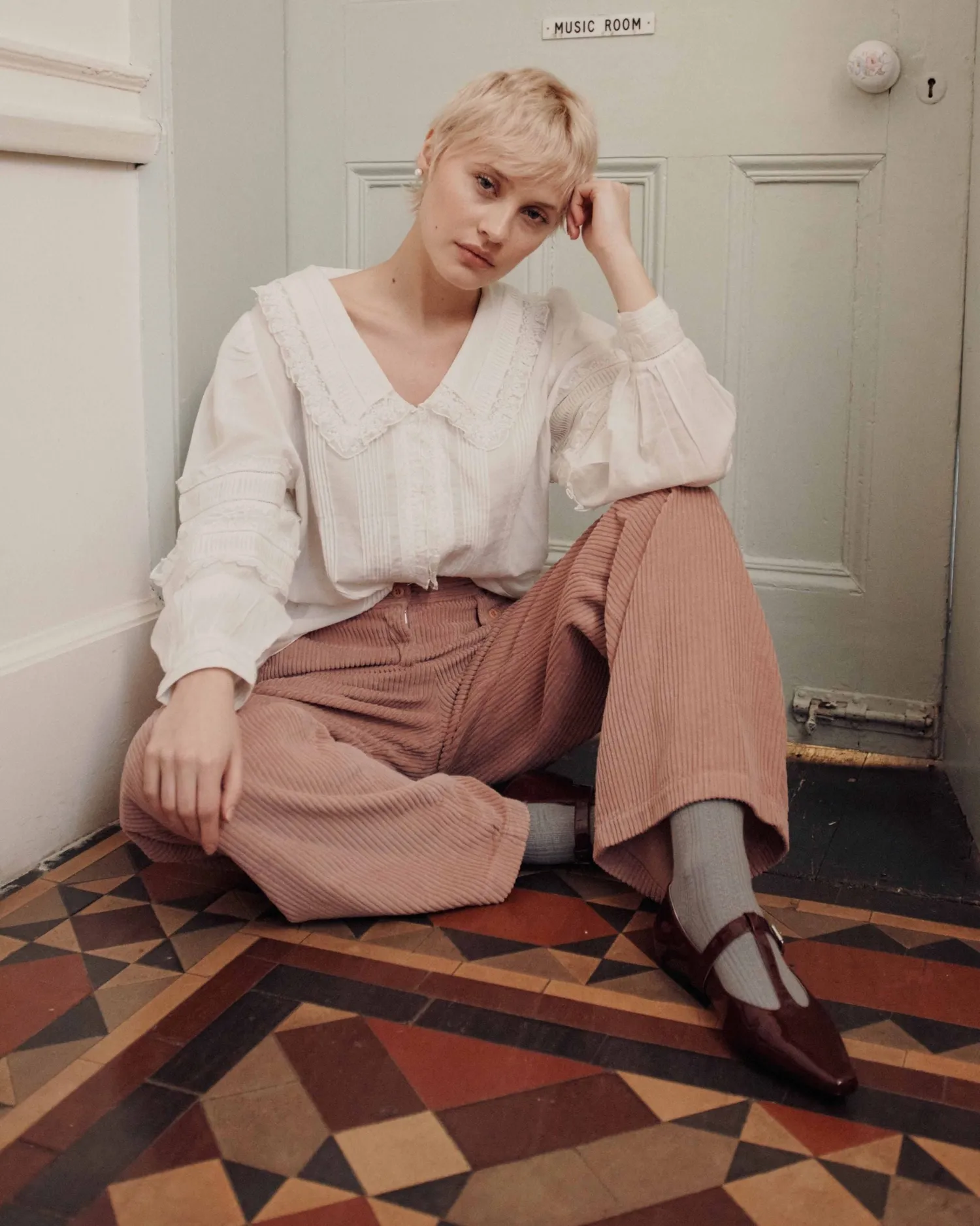 Emile et Ida Ecume bluse ecru blonde økobomuld