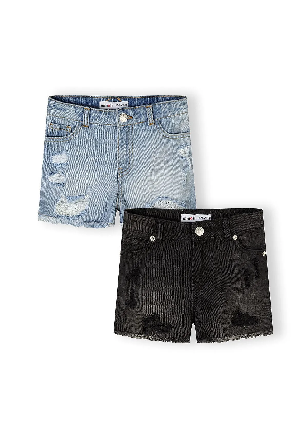 Minoti 44937 denimshorts 2-pak sort stræk
