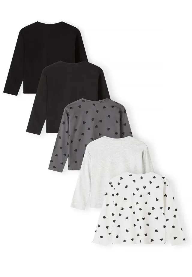 Minoti 45633 langærmede t-shirts til piger 5-pak hjerter