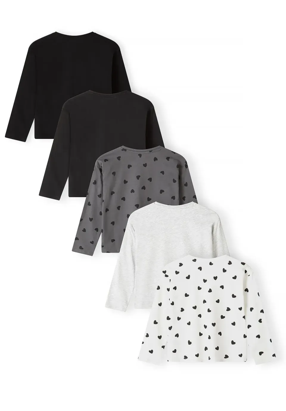 Minoti 45633 langærmede t-shirts til piger 5-pak hjerter