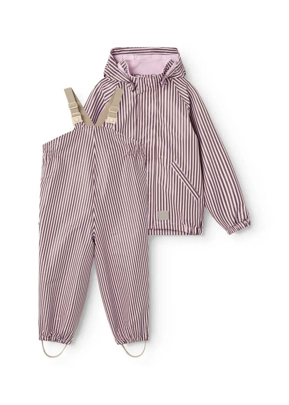 MarMar Oddy Set Pink Brown Stripes regnsæt til børn