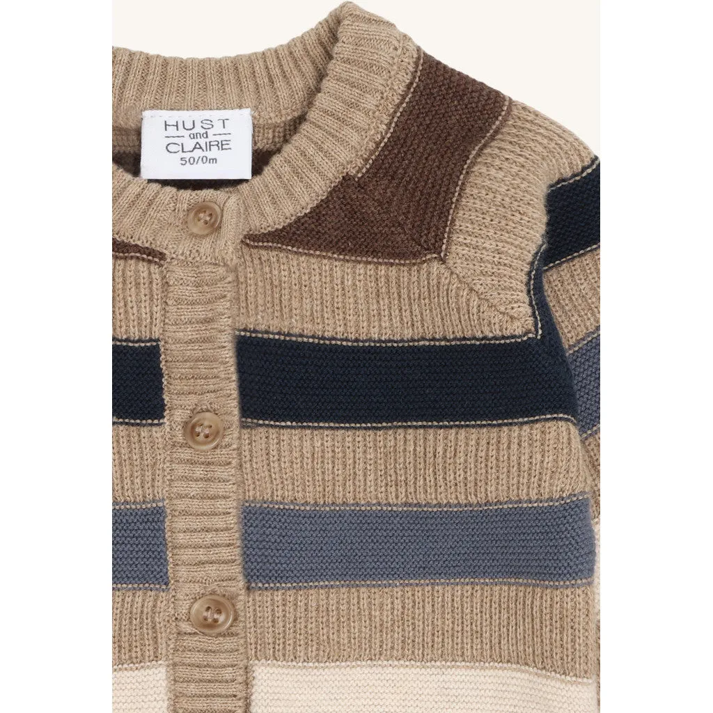 Hust & Claire HCCall cardigan Biscuit stribet økologisk