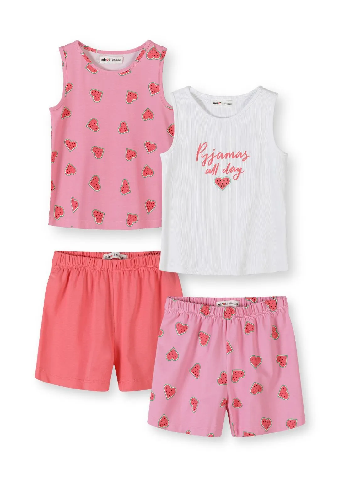 Minoti 44900 pyjamas 2-pak hvid shorts til piger