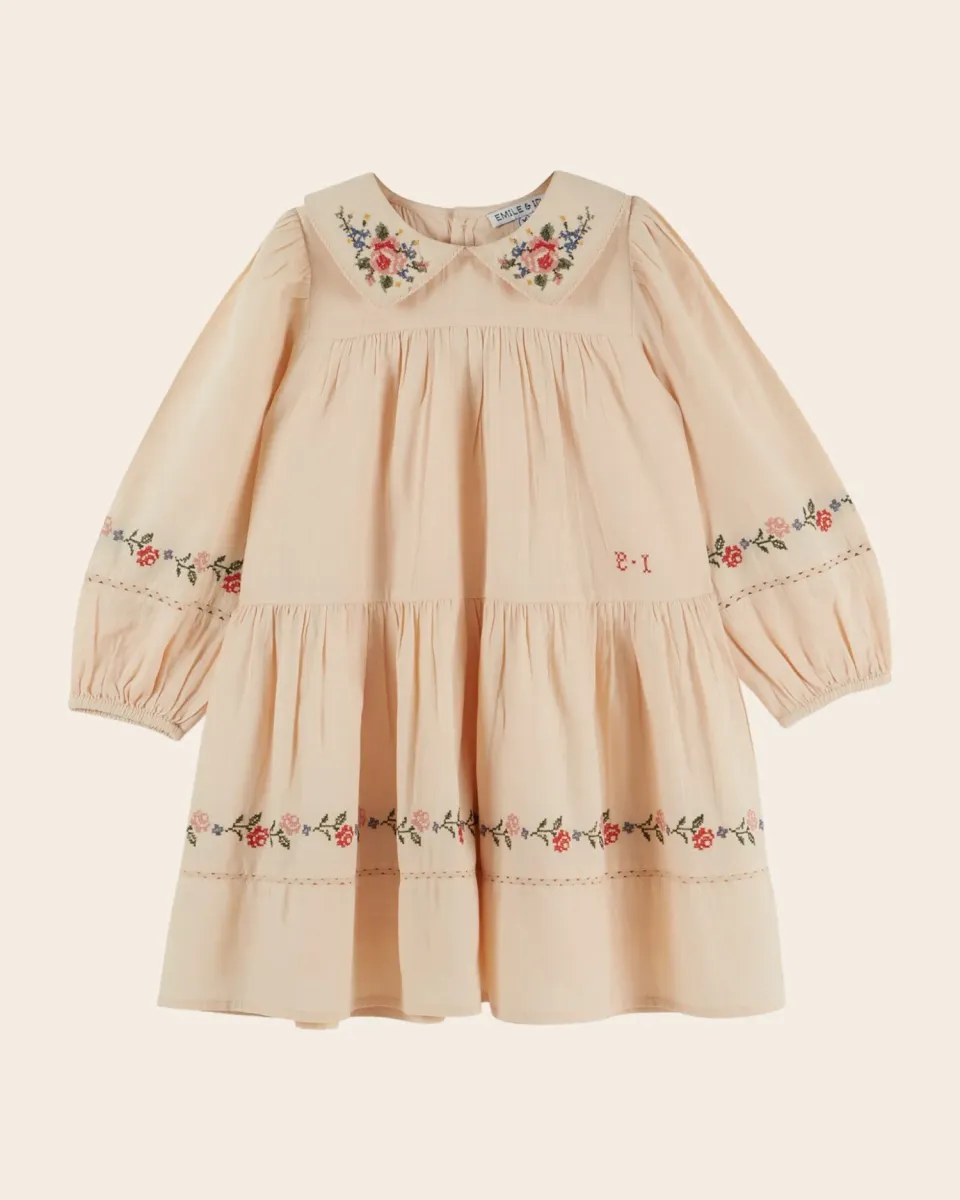 Emile et Ida Farine kjole beige broderet