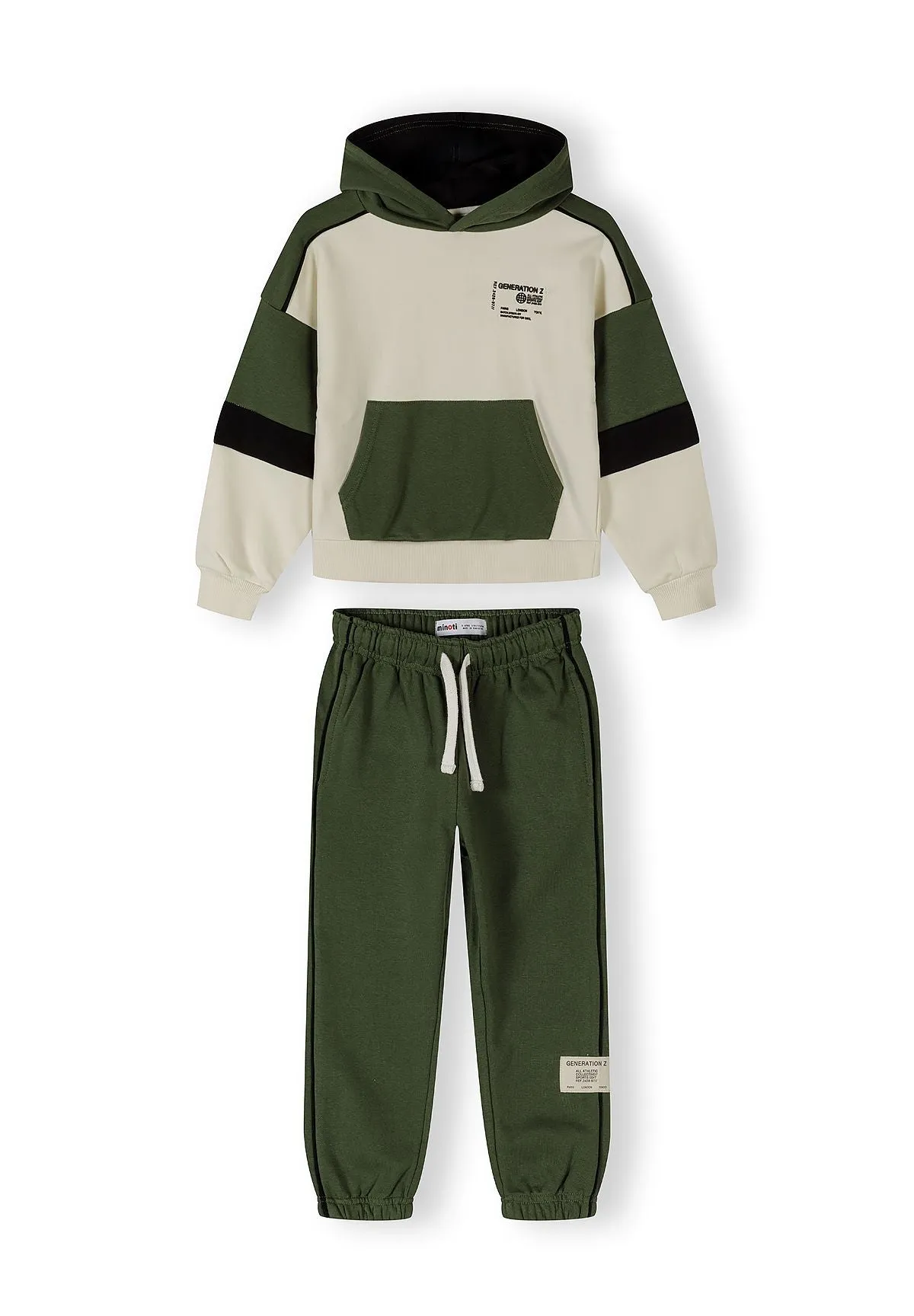 Minoti joggingtøj til drenge khaki colourblock sæt