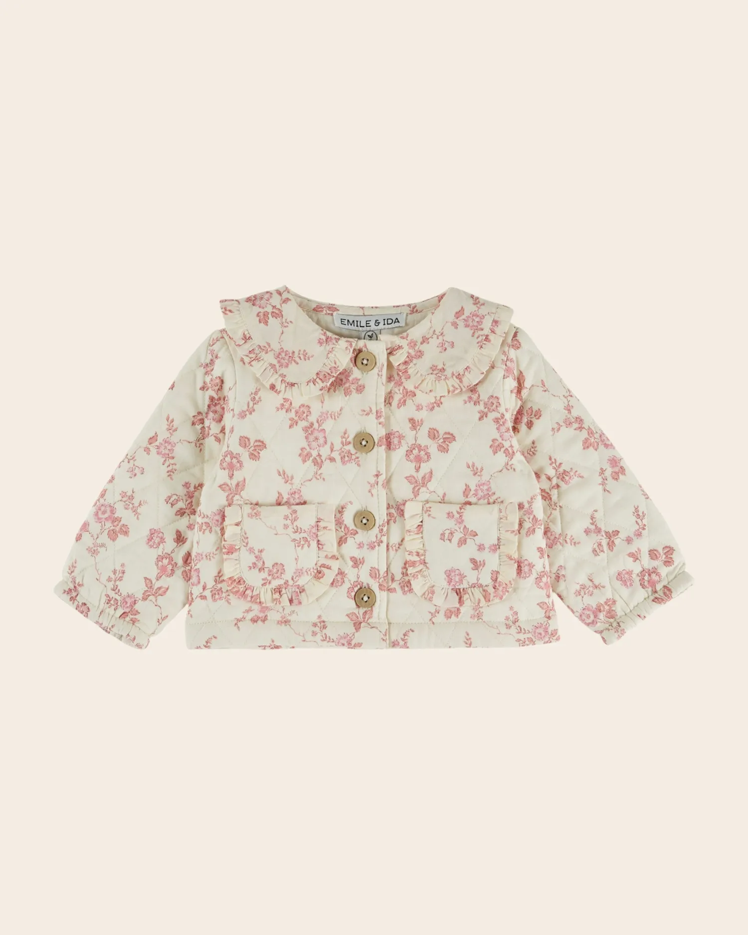 Emile et Ida Rosalie jakke quiltet øko ecru rosa