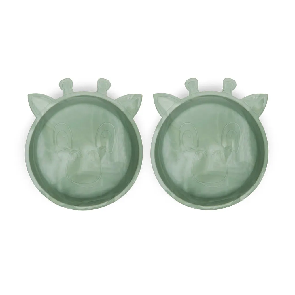 nuuroo Alex silikone dyb tallerken 2 stk Light green mix
