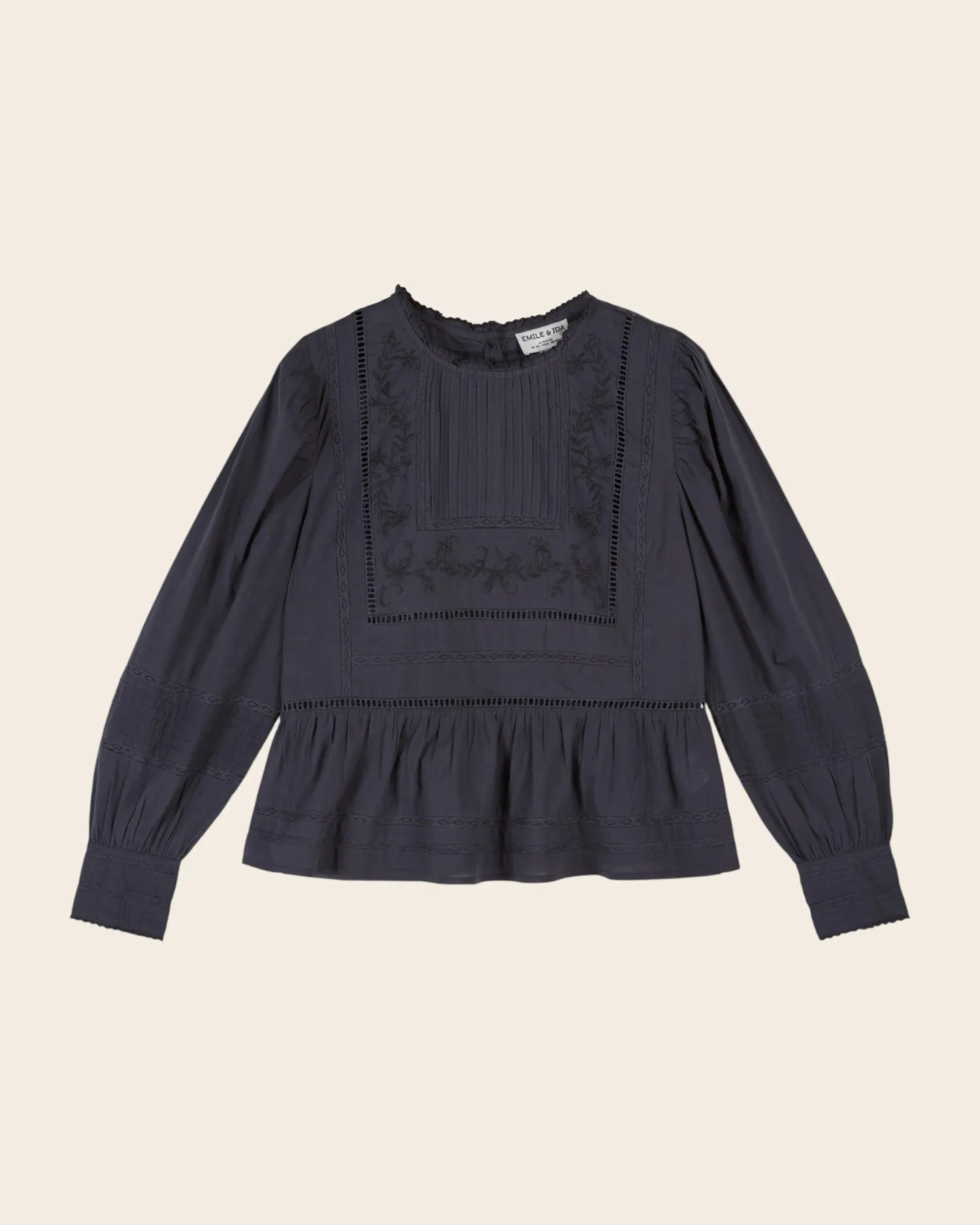 Emile et Ida Eglantine bluse broderet grå