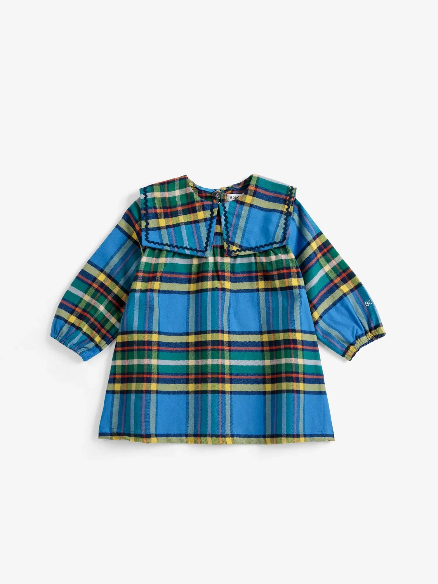 Bobo Choses All About Monsters Plaid kjole blå 12M bomuld