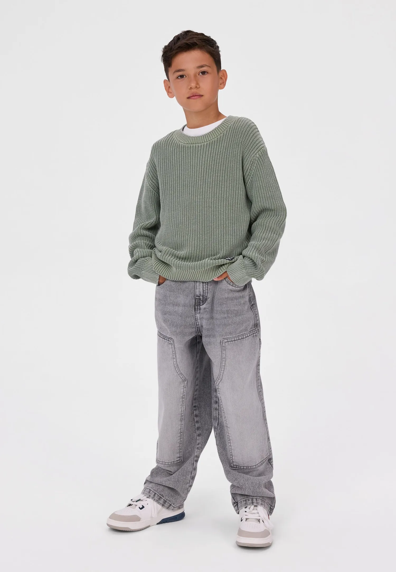 Minoti carpenter jeans grå til drenge løs pasform