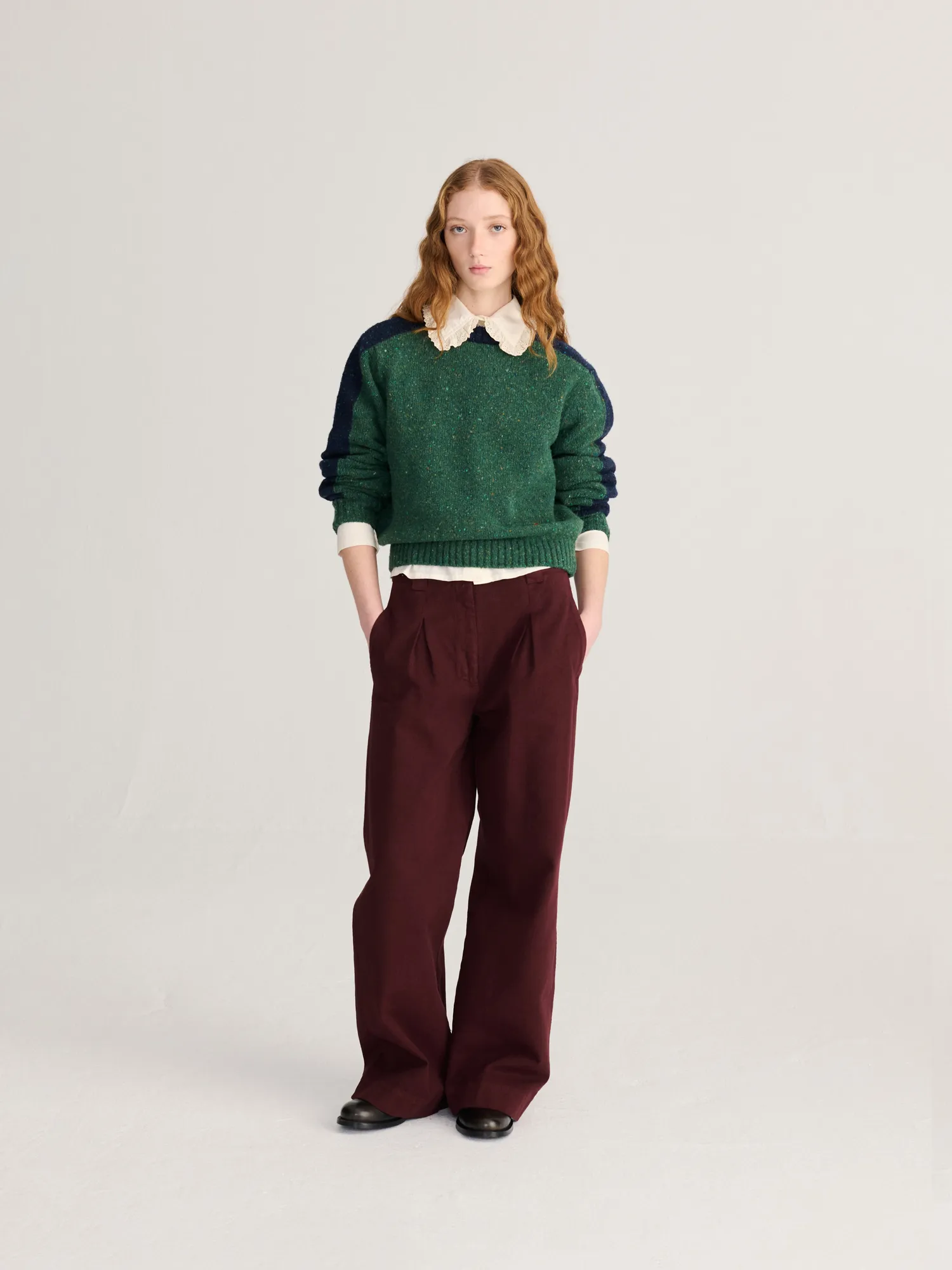 Bobo Choses Color Block Wool Blend Jumper striktrøje grøn