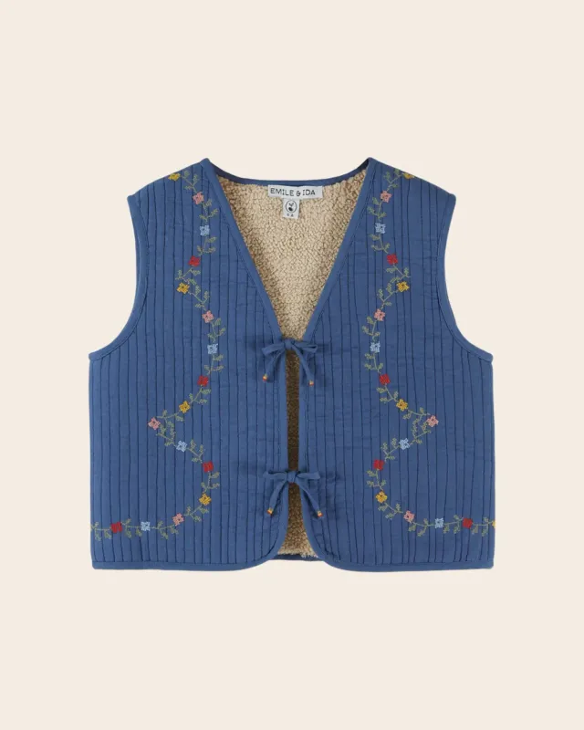 Emile et Ida Ocean vest blå quiltet broderi