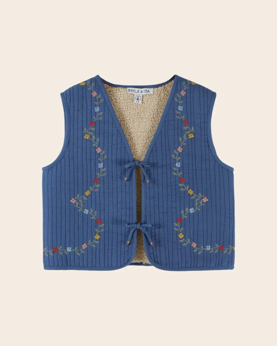Emile et Ida Ocean vest blå quiltet broderi