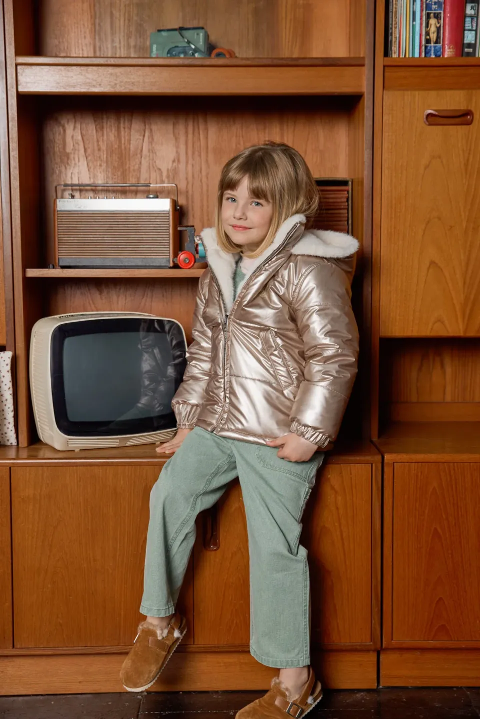 Bonton Moove Champagne dynejakke metallic hætte