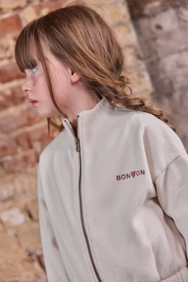 Bonton Mia sweatshirt milk bomuld lynlås