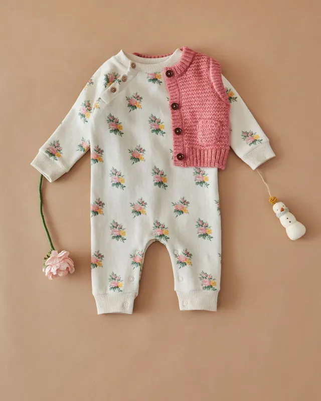 Emile et Ida Fleuri heldragt ecru blomstret baby