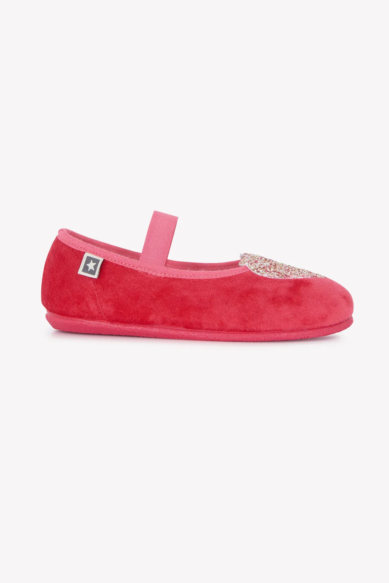 Bonton Sarra ballerina velour rosa glimmerhjerte