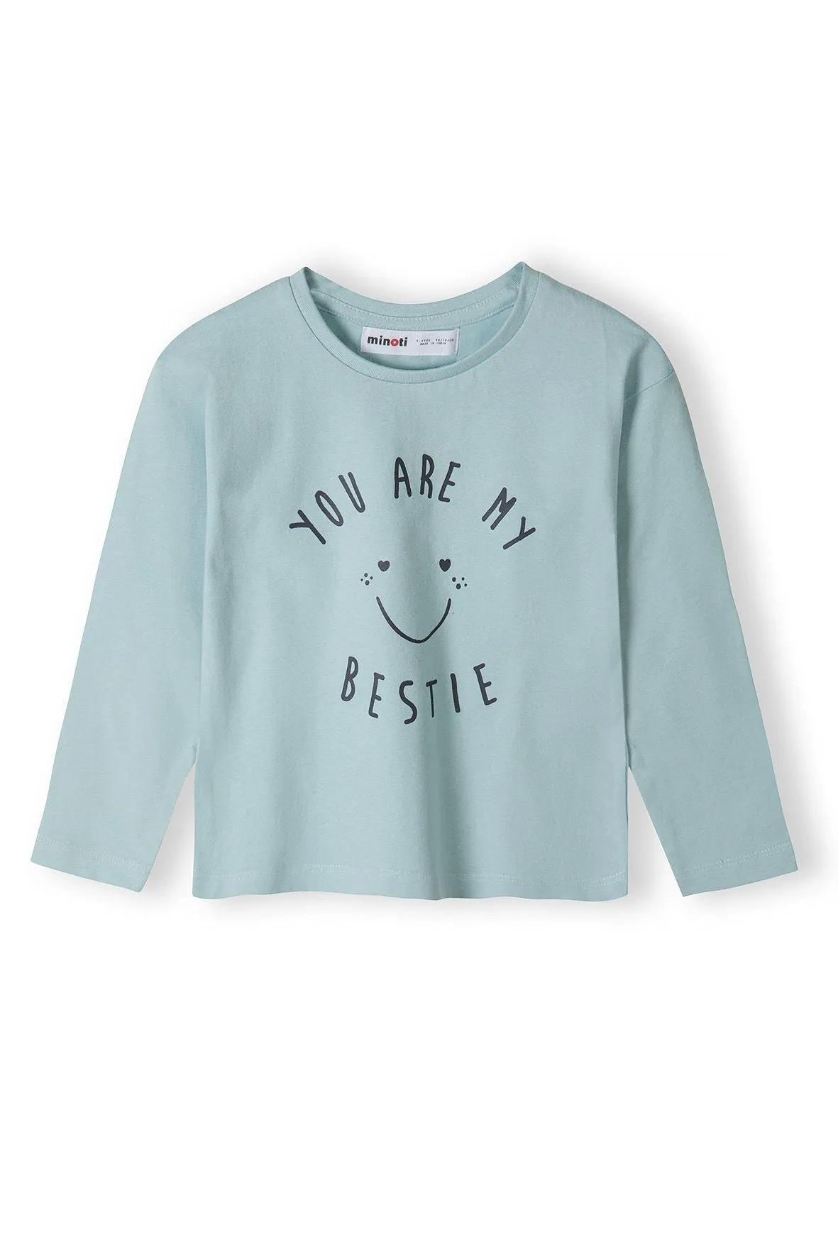 Minoti 39669 langærmet t-shirt mint piger bomuld