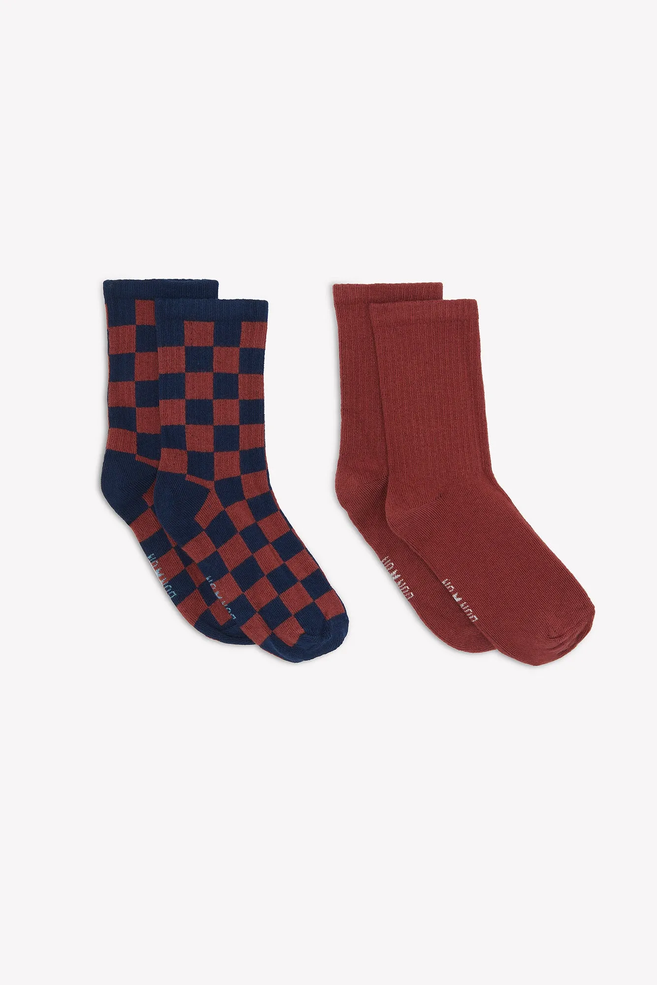 Bonton Damier Trekking strømper brun 2-pak ternet