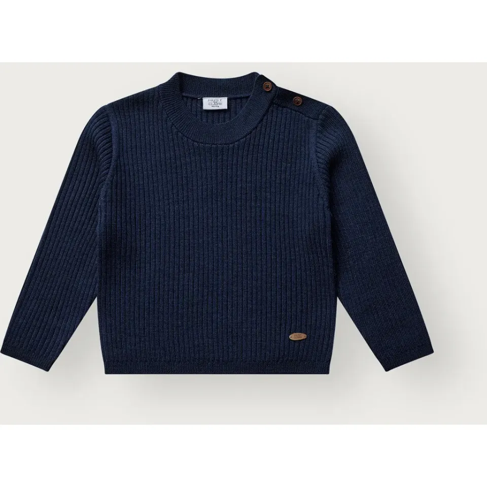 Hust & Claire Pil Wool Rib pullover blues merino