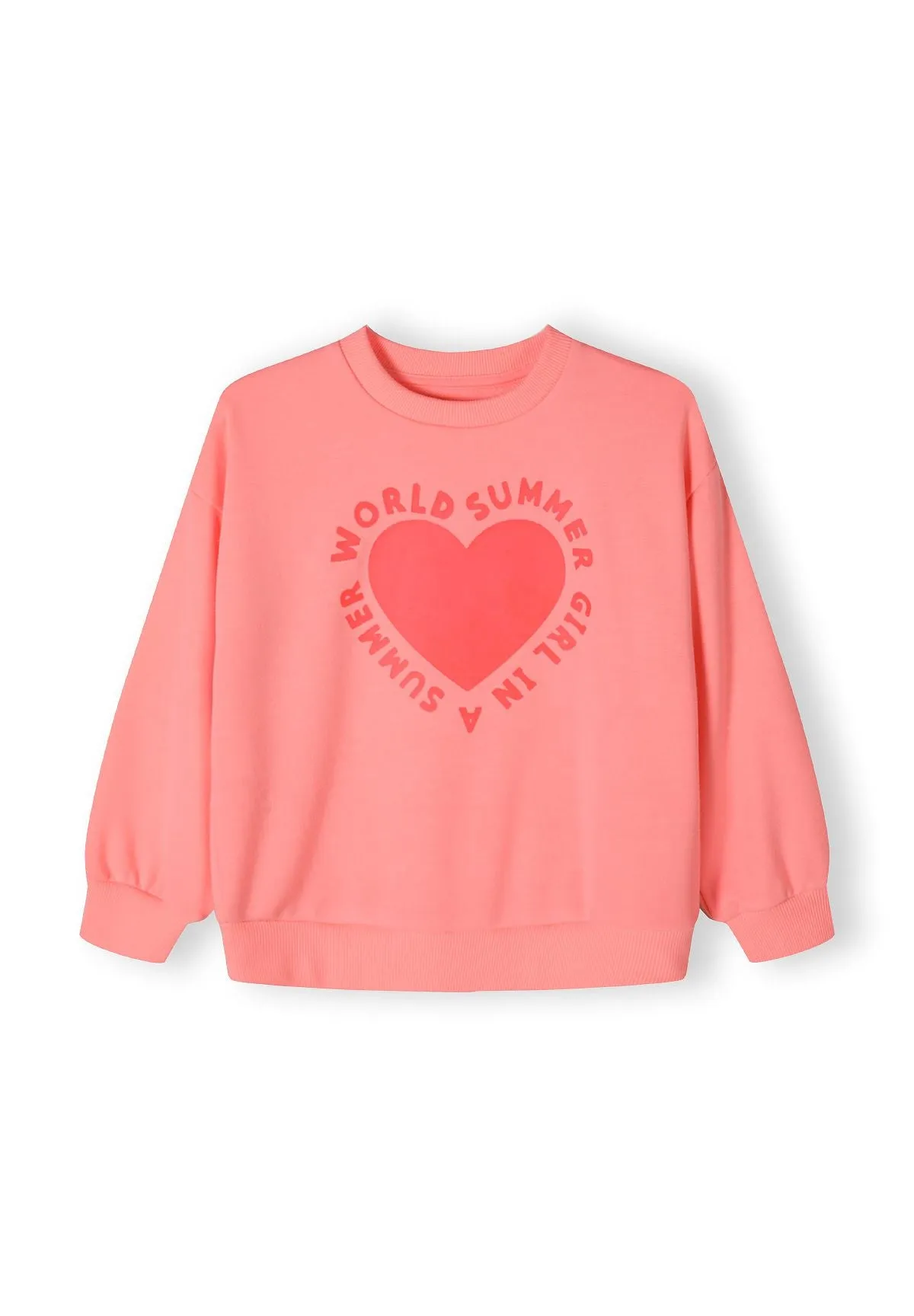 Minoti 42910 sweatshirt koral hjerteprint piger