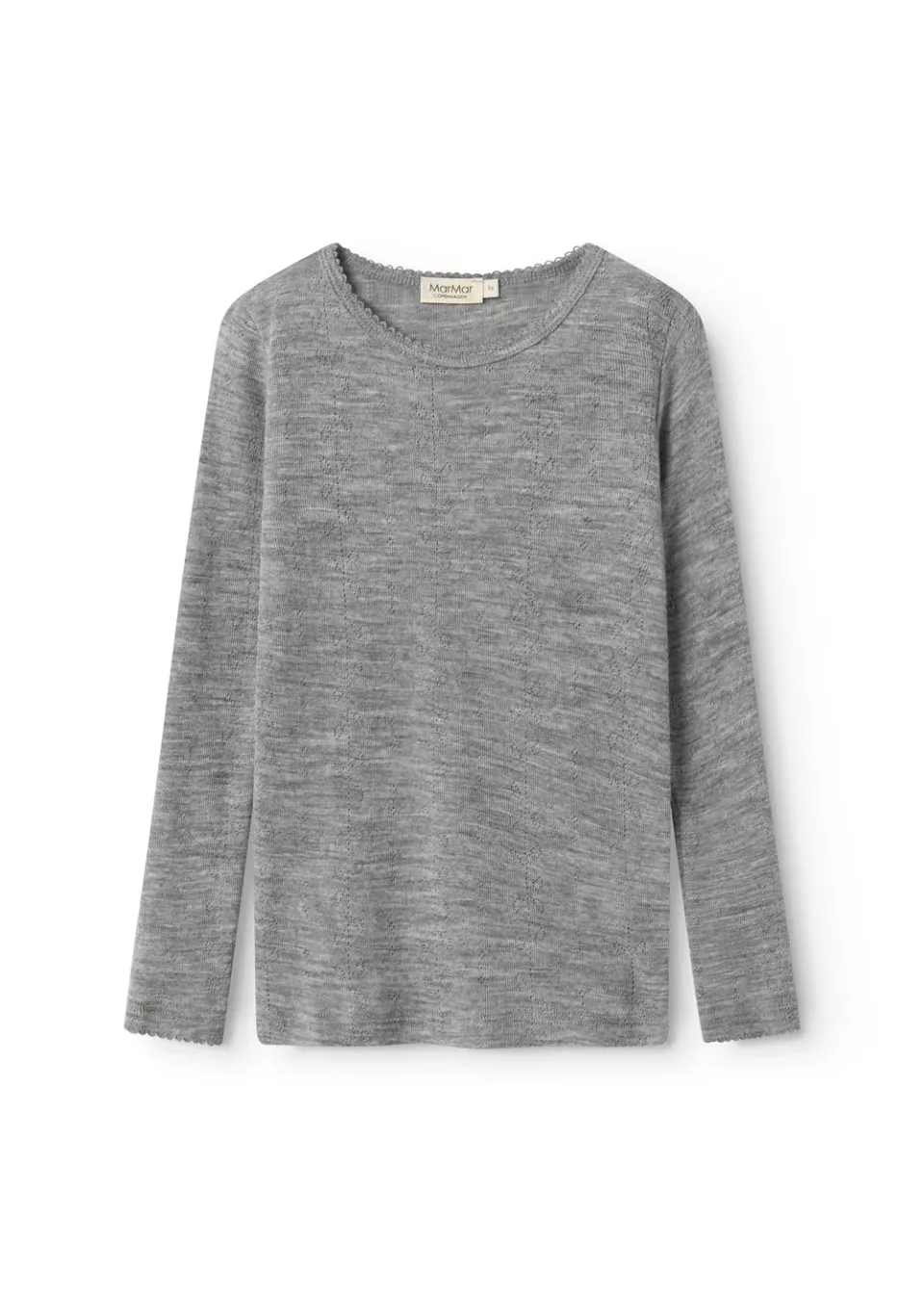 MarMar Tamra uld T-shirt Grey Melange pointelle