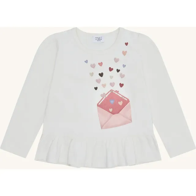 Hust & Claire Alma Heart Letter bluse Sugar bomuld