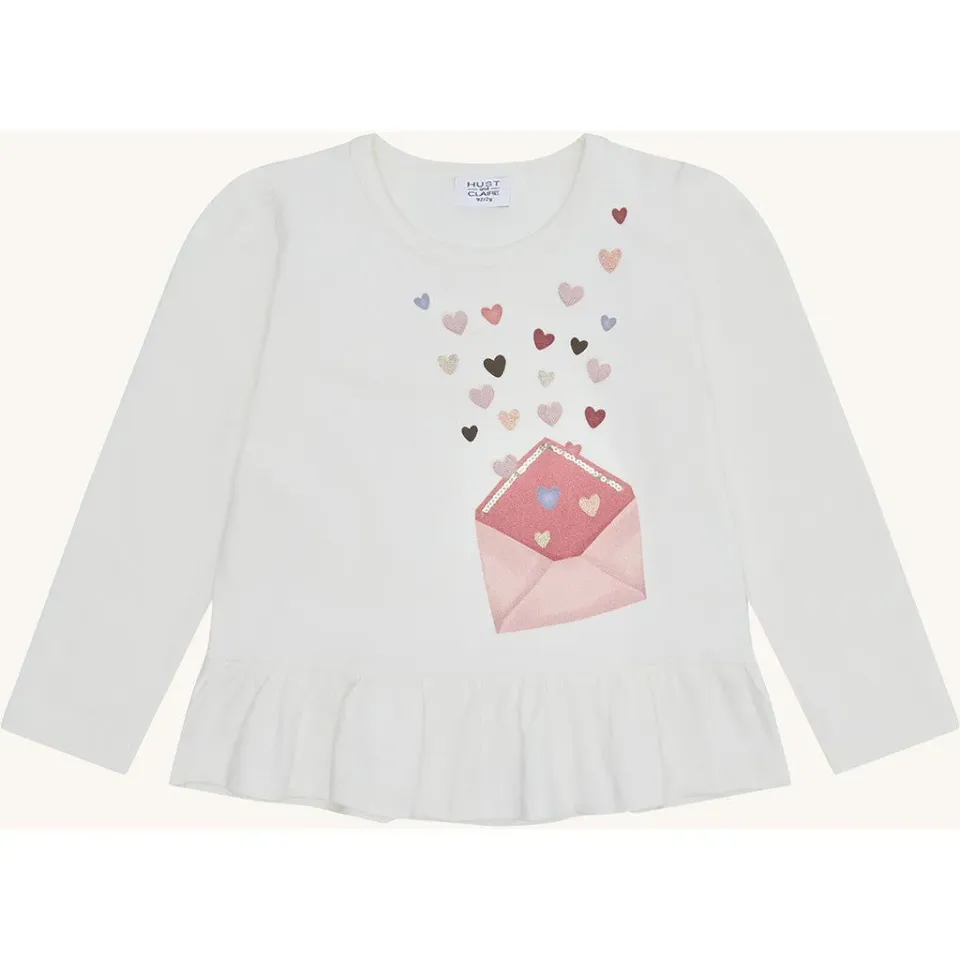 Hust & Claire Alma Heart Letter bluse Sugar bomuld