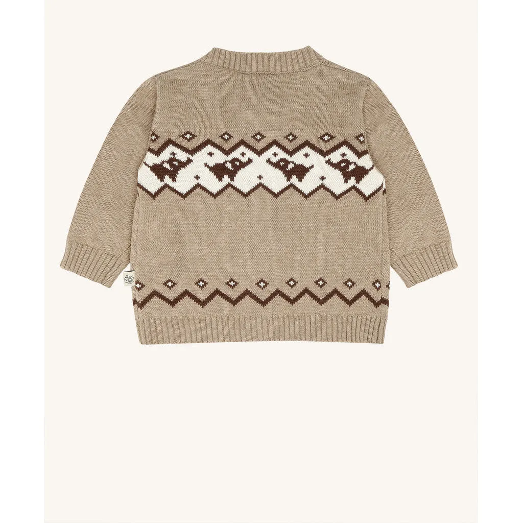 Hust & Claire Charli Elephant strikcardigan Biscuit økologisk bomuld