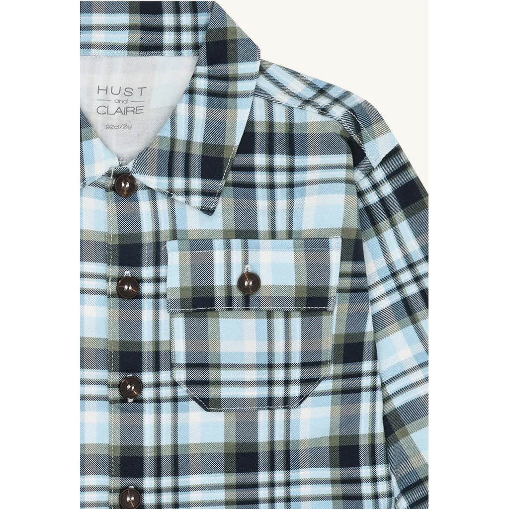 Hust & Claire Ravn Fall Check skjorte iron blue bomuld