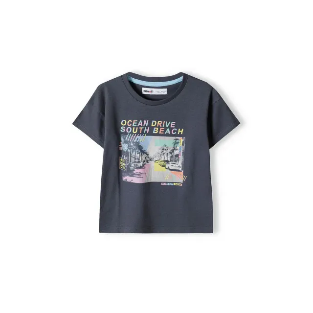Minoti 38401 t-shirt mørkegrå ocean print drenge