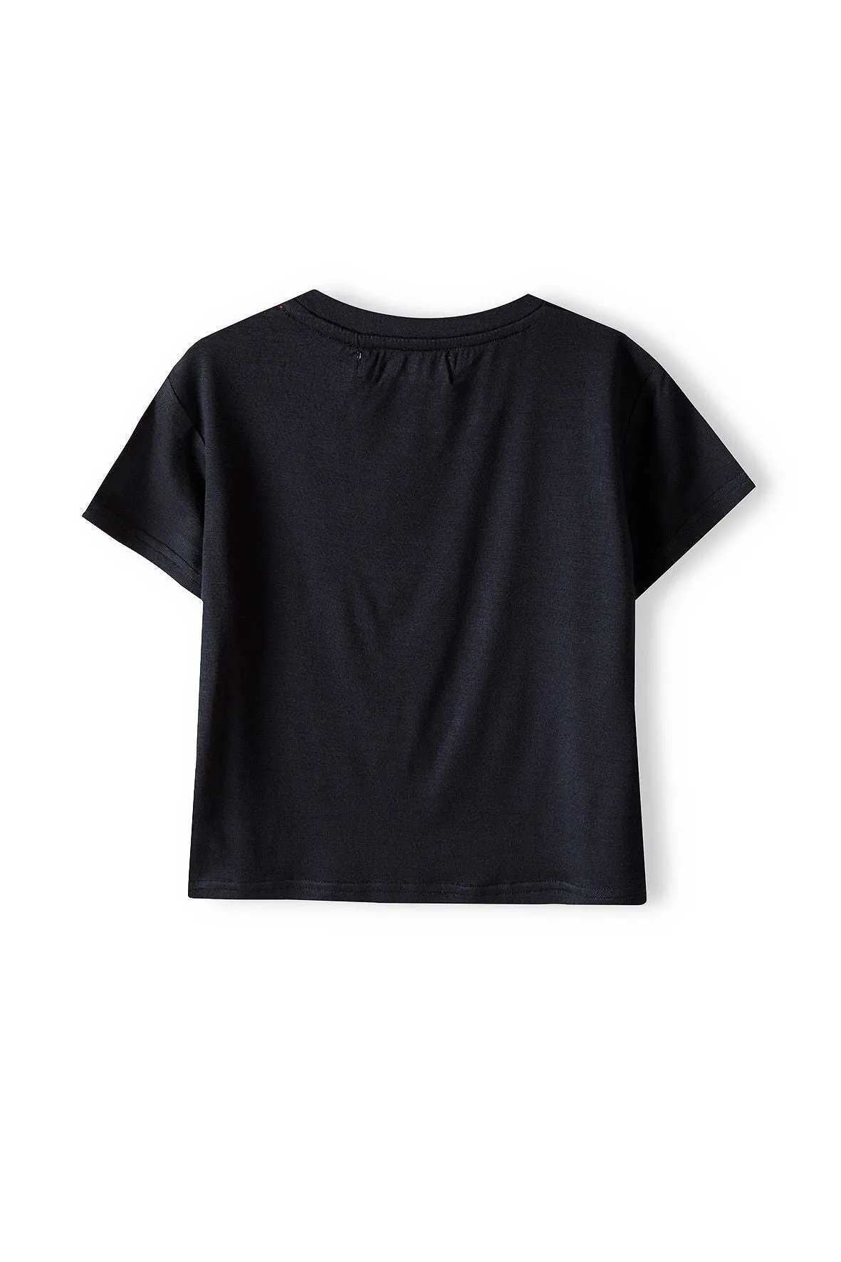 Minoti 38351 cropped t-shirt sort slogan viskose pige