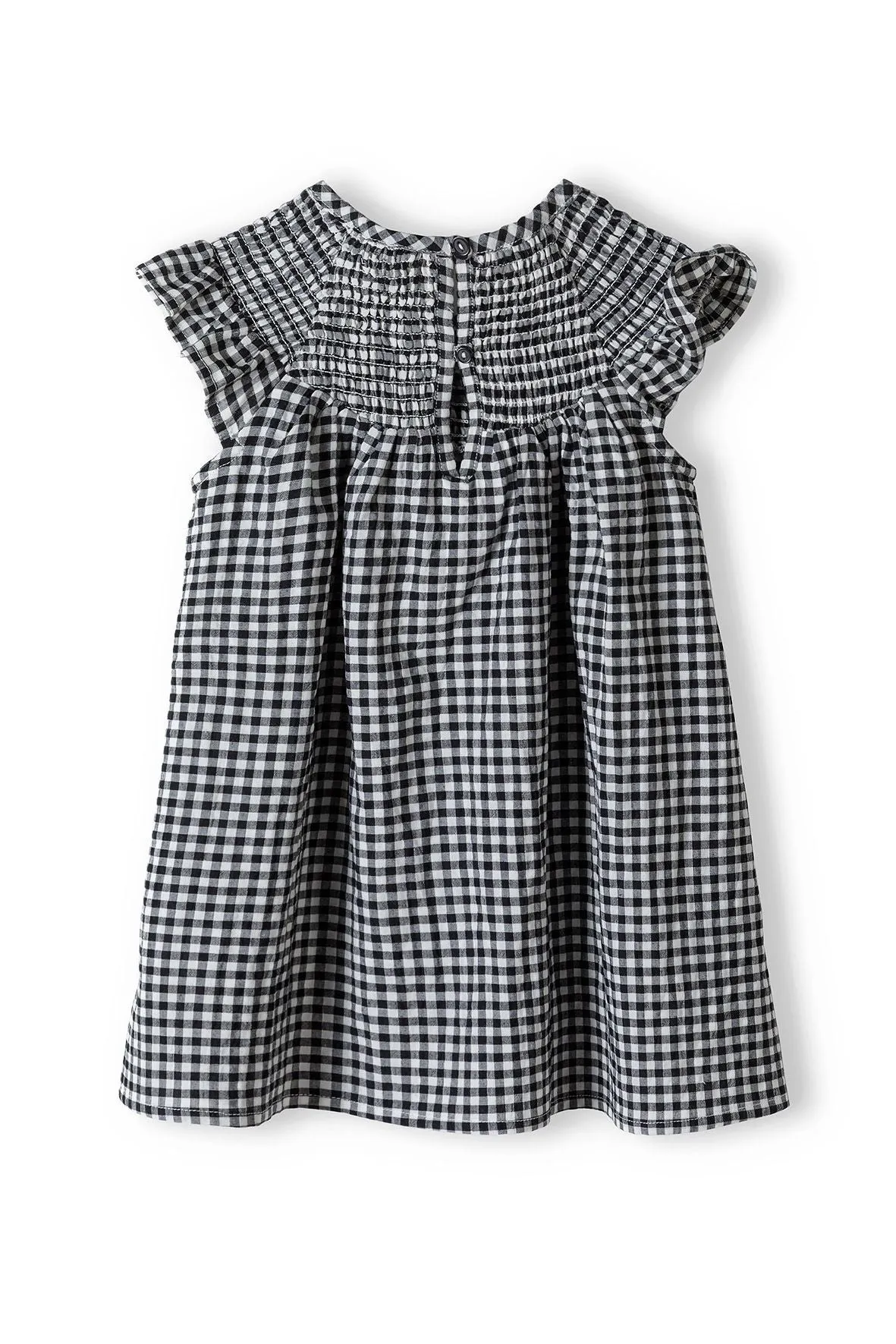 Minoti 38130 jerseykjole til baby grå tern smock