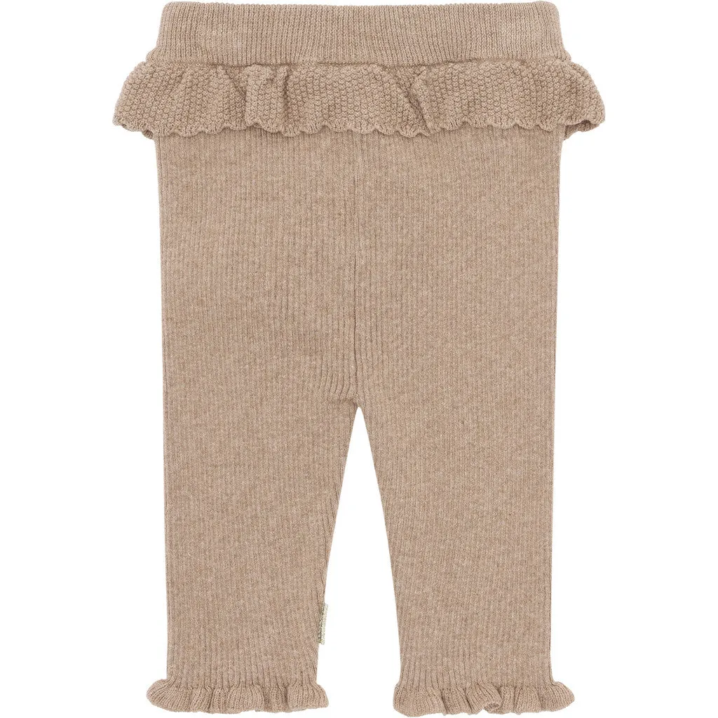 Hust & Claire Lisa knit rib leggings Biscuit bomuld