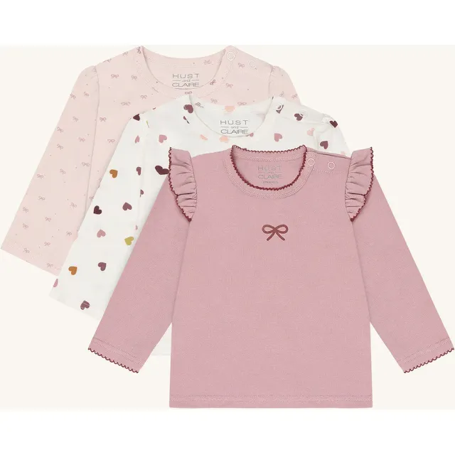 Hust & Claire Alda Bow bluse Hushed Pink 3-pak bomuld