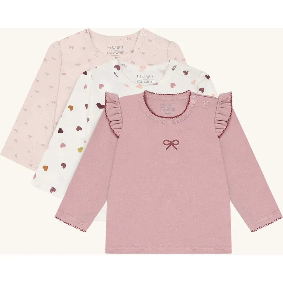 Hust & Claire Alda Bow bluse Hushed Pink 3-pak bomuld