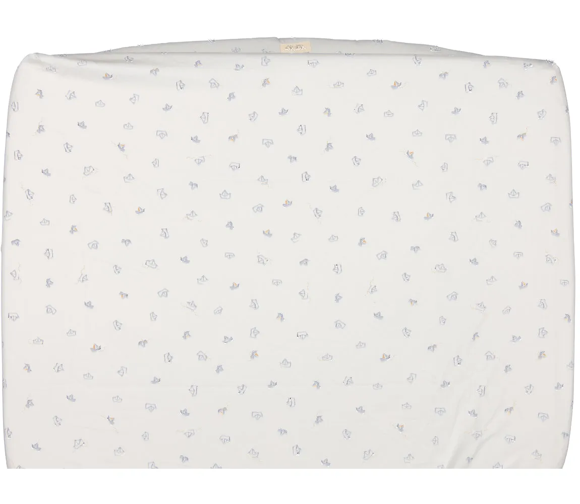 MarMar Copenhagen Fitted Sheet lagen paper boats blå