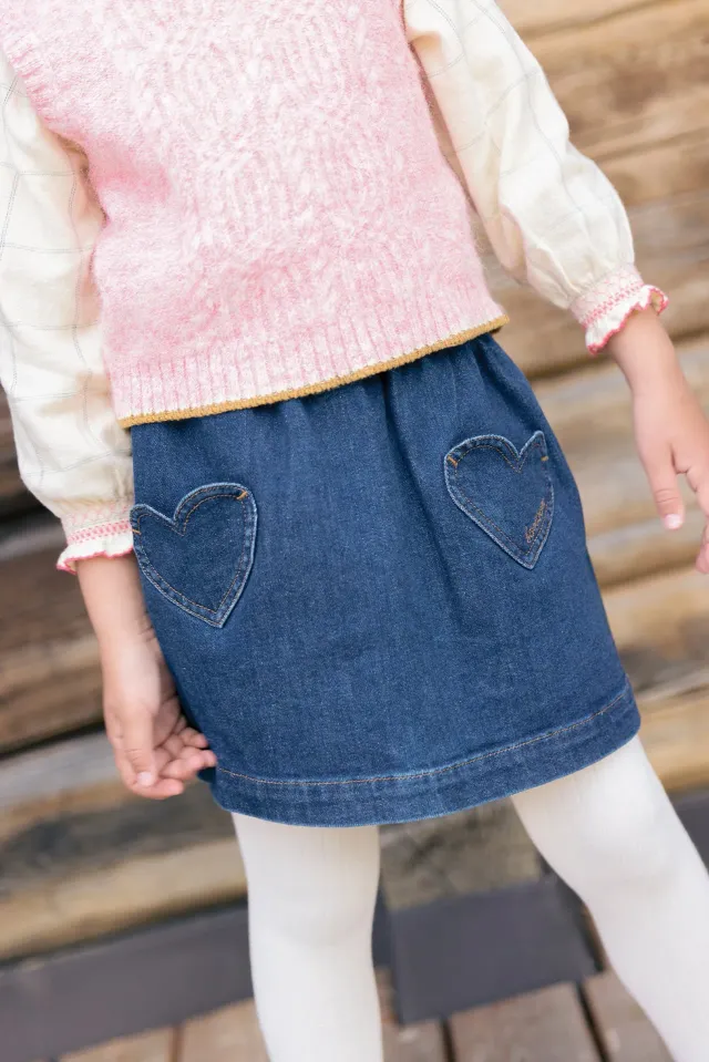 Bonton Douchka nederdel denim råhvid 2-14A