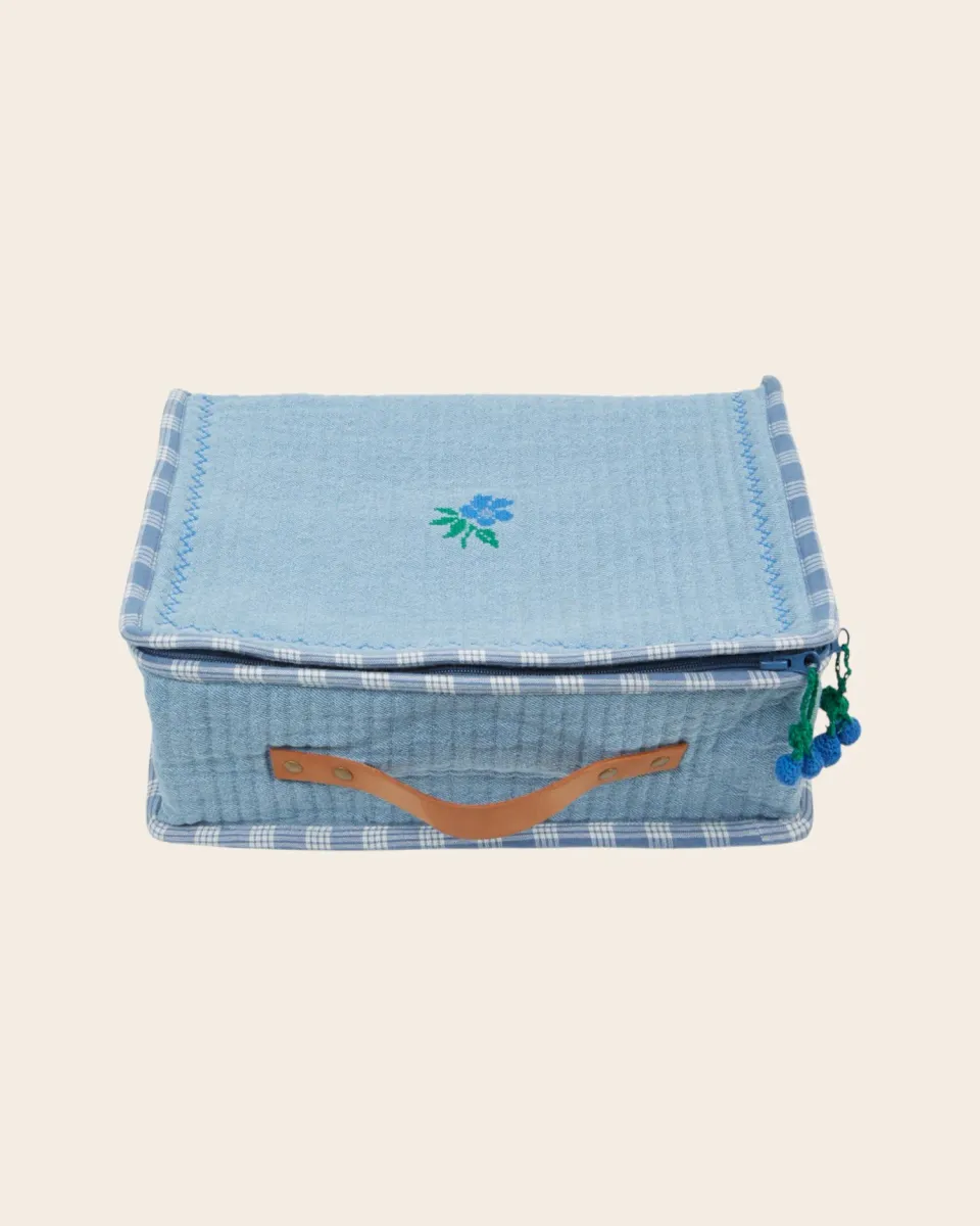 Emile et Ida Matelassée bleu kuffert blå TU vatteret